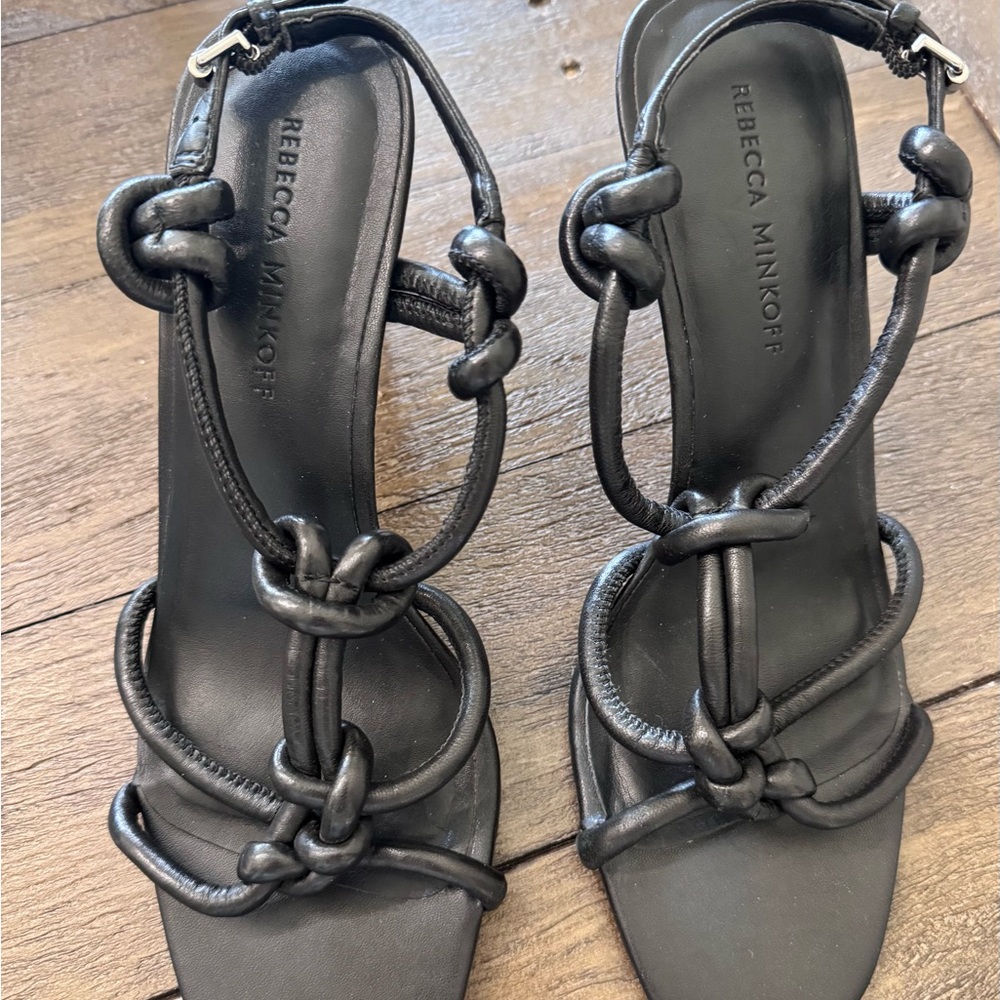 Rebecca Minkoff Laciann Sandal in Black Knotted Strap Slingback Heels - size 8M - Picture 4 of 5